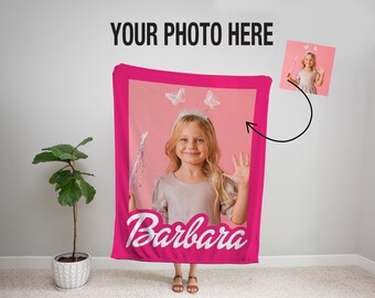 Let&#39;s Go Party Custom Photo Blanket, Personalized Fleece Minky Sherpa Throw, Pink Kids Blanket, Baby Kid Toddler Blanket, Christmas Gift