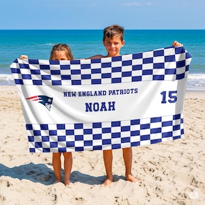 Personalized teamTowel – Custom Name and Number Beach Towel, NFL Fan Gift for Kids, Teens & Sports Lovers
