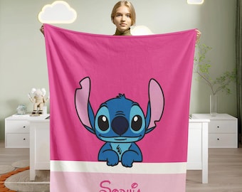 Personalized Watercolor Stitch Blanket: Custom Name Blanket , custom name Stitch Blanket,Stitch Blanket,Stitch throw,Christmas Blanket