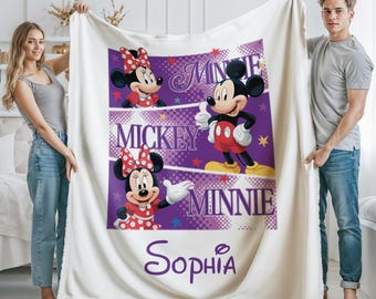Disney Mickey Mouse Custom Name Blanket, Cartoon Style Gift for Boys and Girls,Personalized Name Mickey Mouse Blanket,Mickey Nursery Blanket