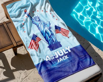 Toalla de playa personalizada del 4 de julio: regalo patriótico con la bandera de EE. UU.