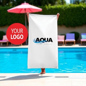 Custom Logo Beach Towel, Personalized Pool Towel with Business Logo, Team Gifts, Company Logo Towels, Bulk Custom Towels, Branded Towel Gift