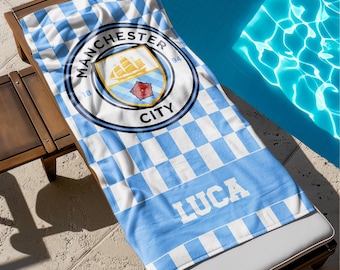 Personalized Soccer Beach Towel, Custom Team Logo, Name, Sports Gift, Fan Gift, Football Decor, Game Day, Soccer Fan Accessory
