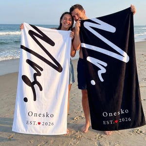 Personalized Couple Beach Towel, Custom Name Towel, Couple Gift,Mr. and Mrs. ,Newlywed Gift,Wedding Gift, Honeymoon Gift,Bridal Shower Gift image 9