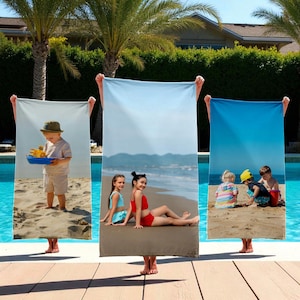 Custom Photo Beach Towel, Personalized Beach Towel Gift, Customized Photo Beach Towel, Bridesmaid Best Friend Girls Trip Gifts, Gift for Him