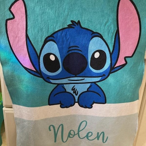 Personalized Stitch Towel, Lilo and Stitch Beach Towel, Custom Name Kids Towel, Disney Stitch Gift for Kids, Summer Pool & Beach Accessory image 5