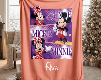 Disney Mickey Mouse Custom Name Blanket, Cartoon Style Gift for Boys and Girls,Personalized Name Mickey Mouse Blanket,Mickey Nursery Blanket
