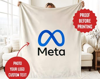Custom Logo Blanket, Personalized Company Logo Throw, Branded Gift for Teams, Business, School, Sports, College, Cozy Premium Materials