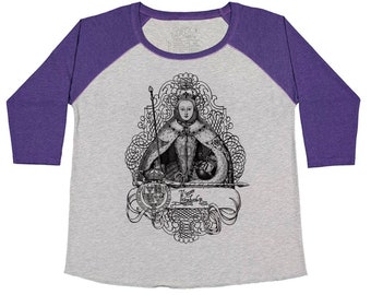Queen Elizabeth I Curvy Plus Size Raglan Baseball T-shirt Size 14-28