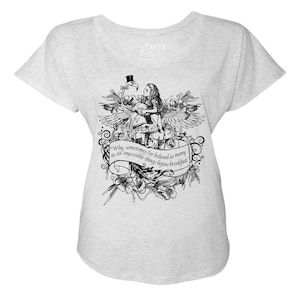 Alice Wonderland Flamingo Tri-Blend Wide Neck Dolman T-shirt