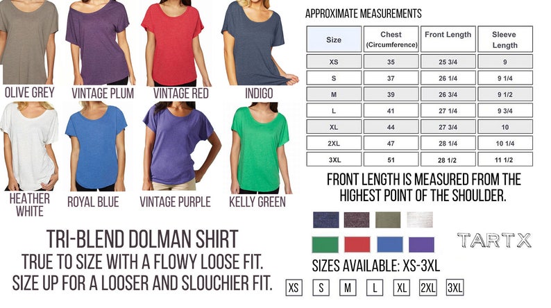 Elizabeth Shirt Tri-Blend Wide Neck Dolman T-Shirt discontinued colors sale image 7