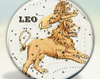 Constellation of Leo Zodiac Sign Pocket Mirror, keychain or magnet