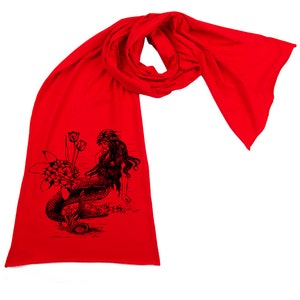 Mermaid La Luxure Screen printed Cotton Scarf image 10