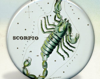 Constellation of Scorpio Zodiac Sign Pocket Mirror, keychain or magnet