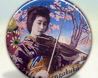 Geisha with Violin pocket mirror tartx
