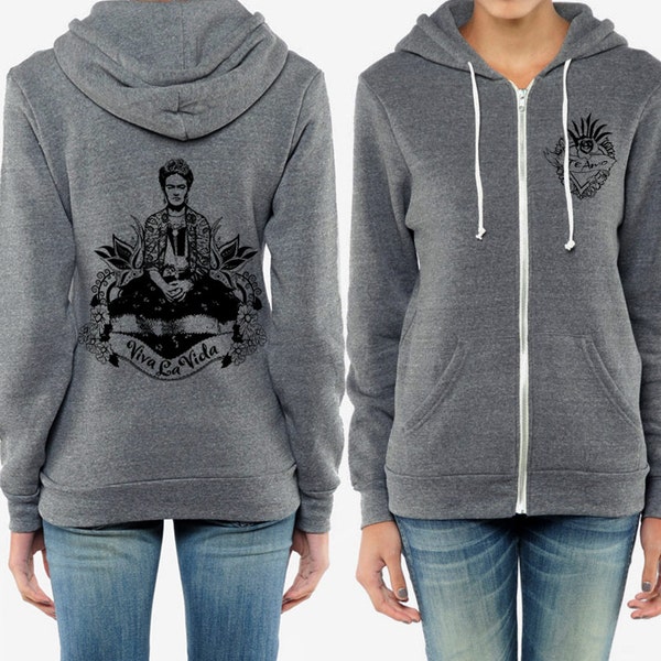 Frida Viva La Vida Rocky Eco-Fleece Hoodie Unisex Tartx