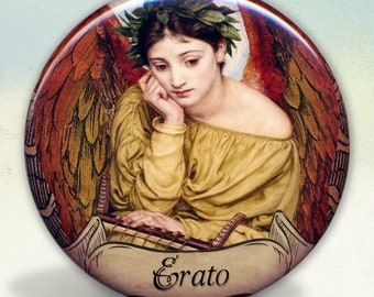 Greek Muse Erato Pocket Mirror | Pinback Button | Magnet | Keychain Bottle Opener