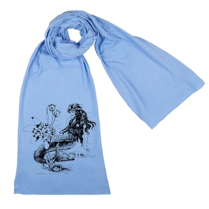 Mermaid La Luxure Screen printed Cotton Scarf image 1