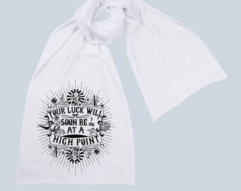 Good Fortune and Luck Screen printed Cotton Scarf