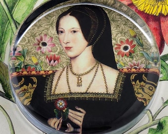 Anne Boleyn Glass Round Paperweight tartx