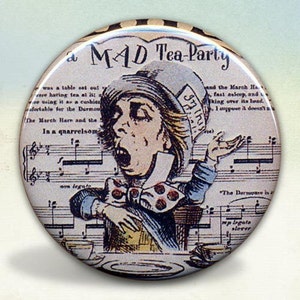 Mad Hatter Alice Wonderland Pocket Mirror image 1