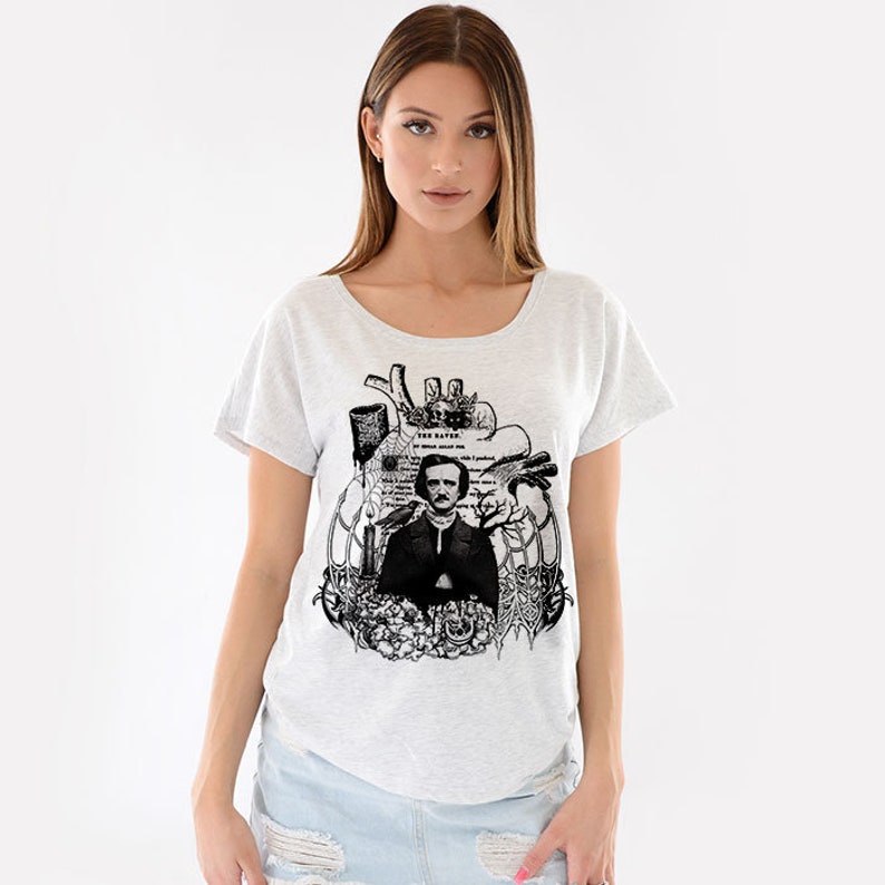 Edgar Allan Poe Tri-blend Wide Neck Dolman Tee Shirt | Etsy