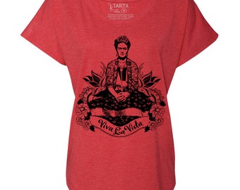 Frida Viva La Vida Tri-Blend Wide Neck Dolman Tee Shirt - SALE