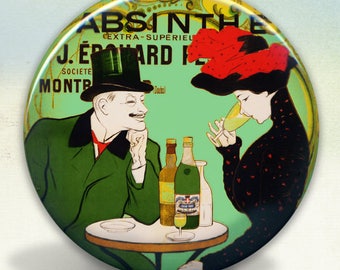 Absinthe Couple J. Edouard Pernot Pocket Mirror