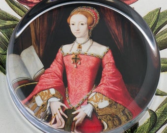The Princess Elizabeth Tudor I  Glass Round Paperweight tartx