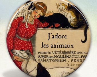 J'adore animals Vintage French Veterinarian mirror