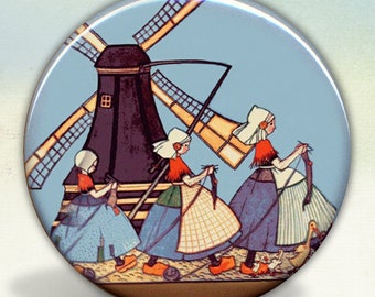 Dutch Girls Knitting Pocket Mirror tartx