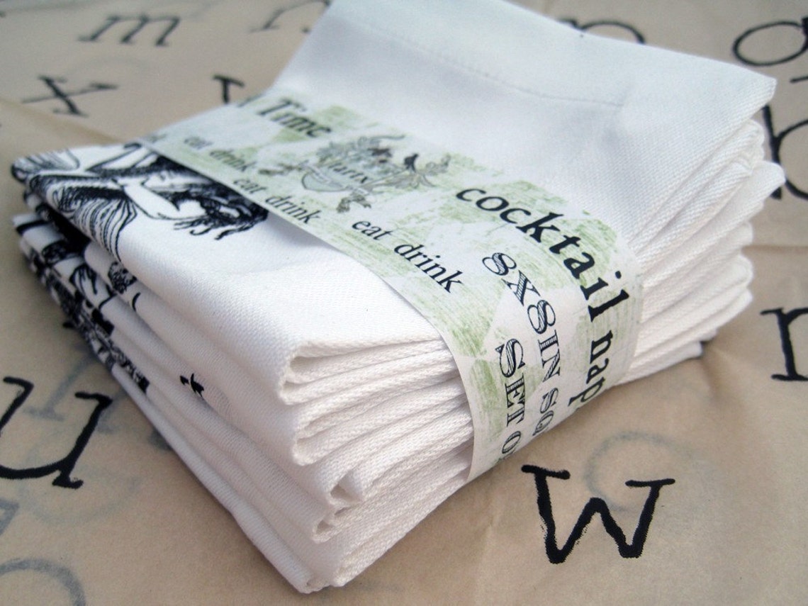 Dressed Anthropomorphic Animal Cocktail Napkins Set of 6 Tartx Etsy