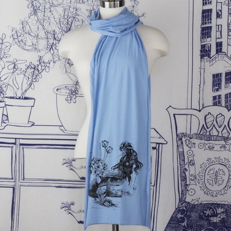 Mermaid La Luxure Screen printed Cotton Scarf image 2