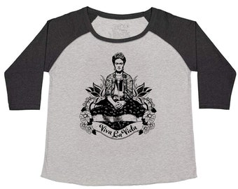 Frida Viva La Vida Curvy Plus Size Raglan Baseball T-shirt Size 14-28