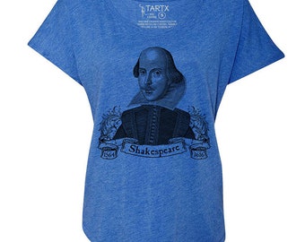 William Shakespeare Tri-Blend Dolman T-Shirt XS-3XL discontinued colors sale