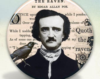 Edgar Allan Poe  and Raven collage Pocket Mirror