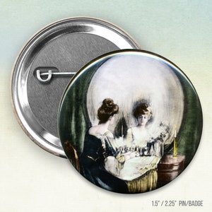 All Is Vanity Skull Pocket Mirror Pin Button Magnet Keychain Bottle Opener image 5