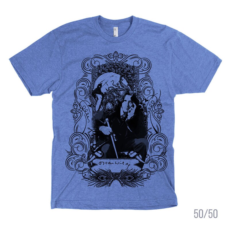 Oscar Wilde Men / Unisex T-shirt XS-3XL 50/50 and 100% Cotton Heather Lake Blue