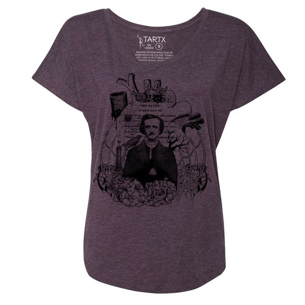 Edgar Allan Poe Tri-Blend Wide Neck Dolman Tee Shirt