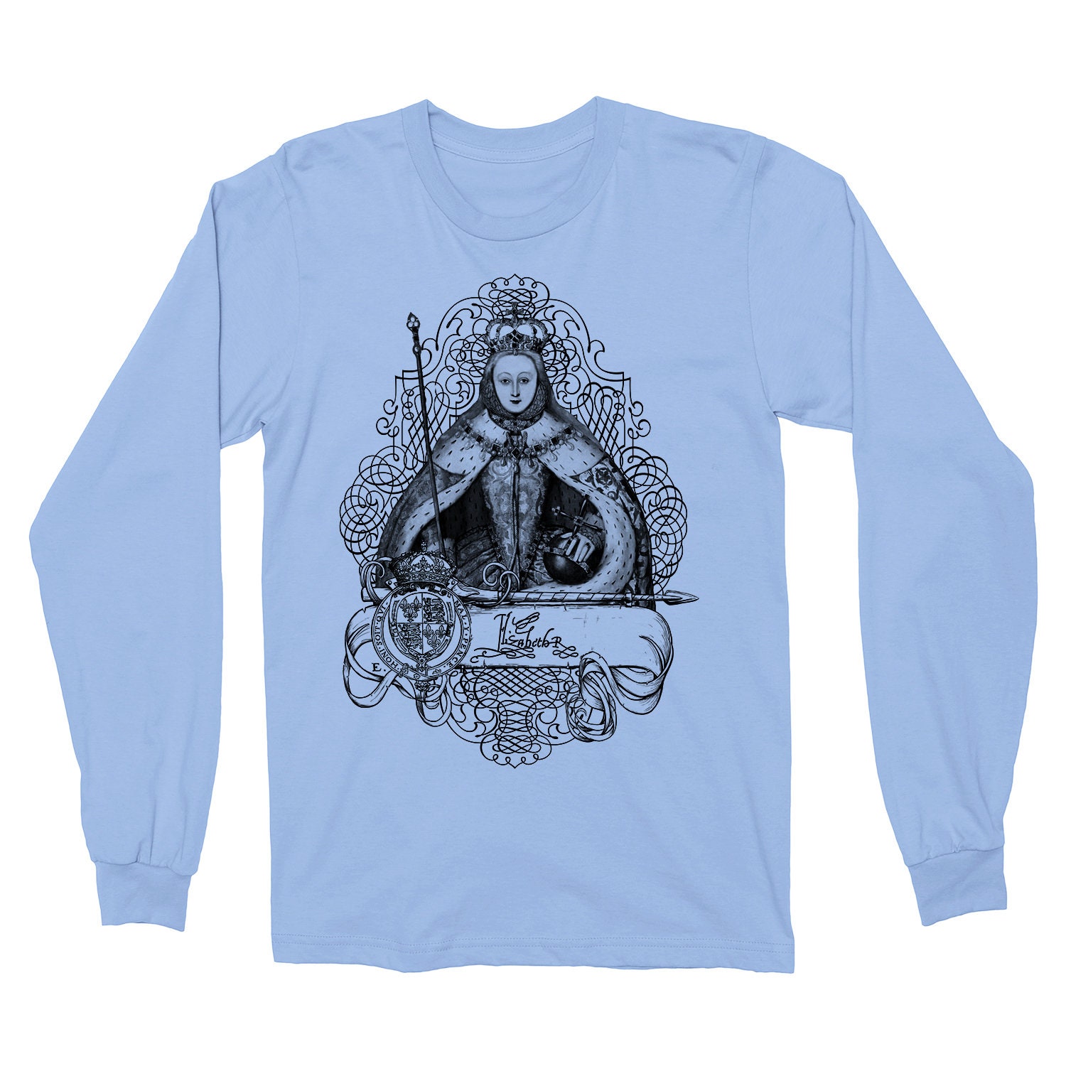 Queen Elizabeth I Long Sleeve T-shirt: Baby Blue Unisex Small