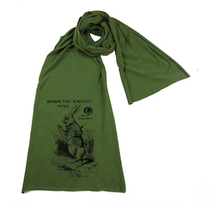 White Rabbit Alice Wonderland Screen printed Cotton Scarf