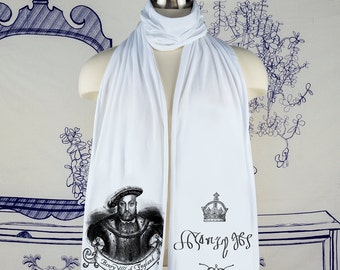 Henry Vlll King of England Screen printed Cotton Scarf - SALE