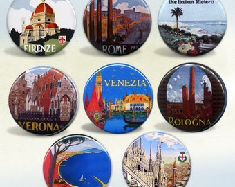 Italy Travel Set of 8 pins or magnets