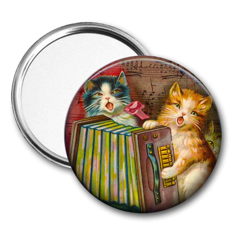 Singing Accordion Playing Cats Pocket Mirror Tartx Etsy