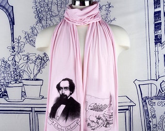 Charles Dickens Screen Printed Cotton Scarf - Literary Gift