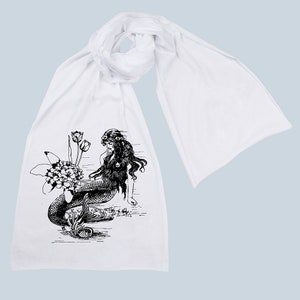 Mermaid La Luxure Screen printed Cotton Scarf image 9