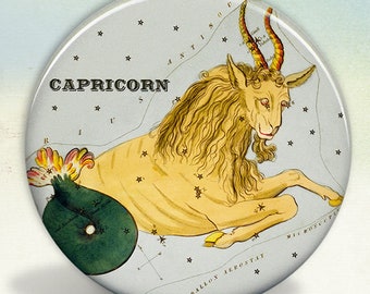 Constellation of Capricorn Zodiac Sign Pocket Mirror, keychain or magnet