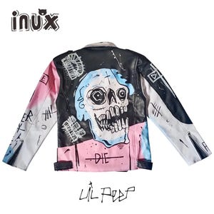 Lil Peep Inspired Painted Synthetic Leather Jacket – Punk Street Art