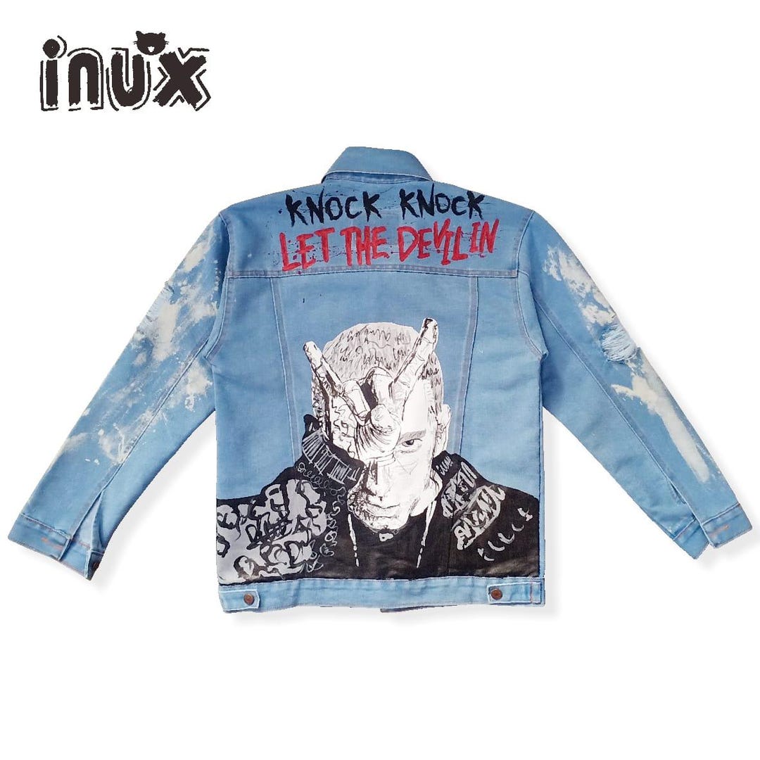 Eminem Hand Painted Denim Jacket – Custom Rap Art Jacket – One of a ...