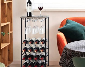 16 Bottles Floor Wine Rack Shelf